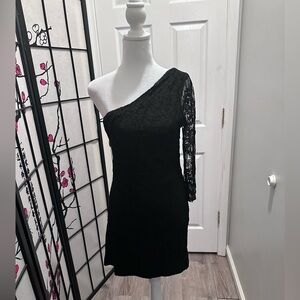 Express one shoulder black lace dress size 8
